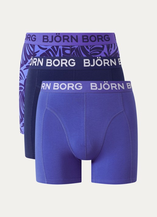 Björn Borg Boxershorts met logoband in 3-pack - voorkant 2 donkerblauw