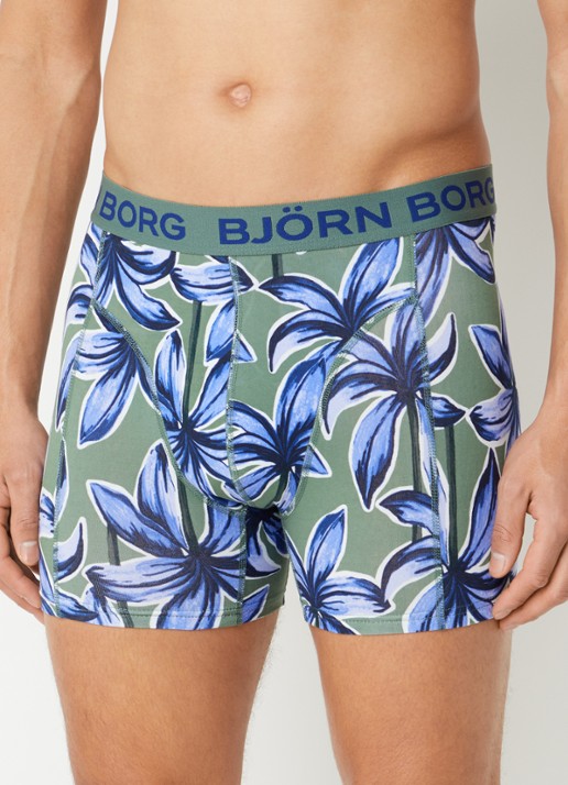 Björn Borg Boxershorts met logoband in 3-pack - voorkant 2 legergroen