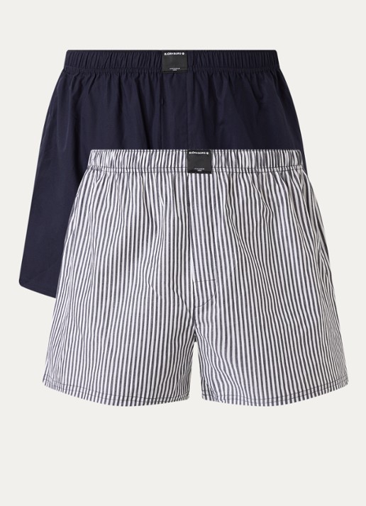 Björn Borg Boxershorts met logoband in 3-pack - voorkant 2 donkerblauw