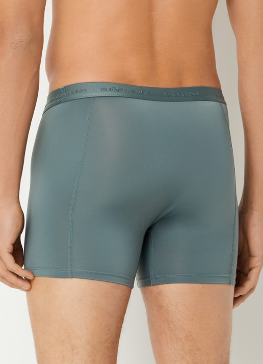 Björn Borg Boxershorts met logoband in 3-pack - achterkant bronsgroen