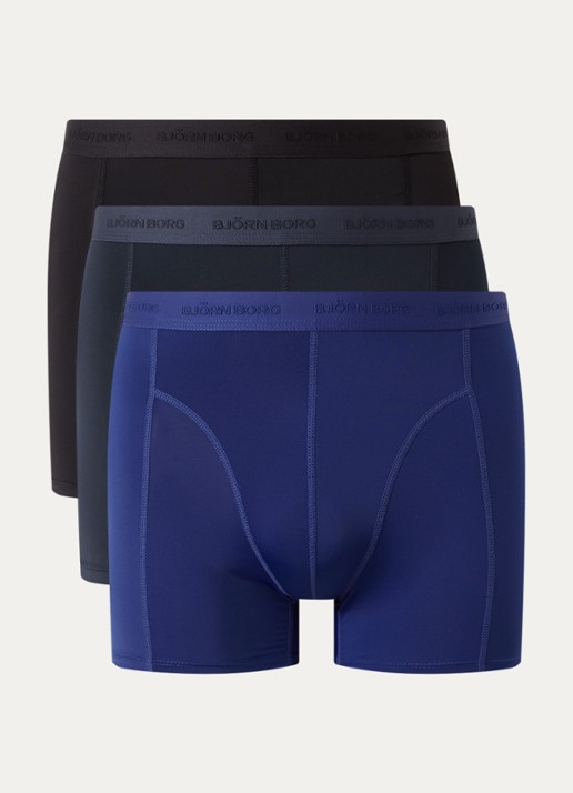 Björn Borg Boxershorts met logoband in 3-pack - voorkant zwart