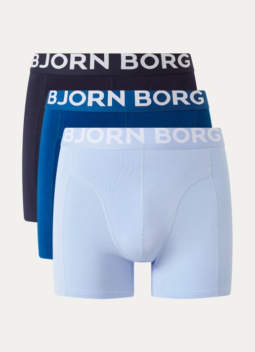 Björn Borg Boxershorts met logoband in 3-pack - voorkant 2 blauw