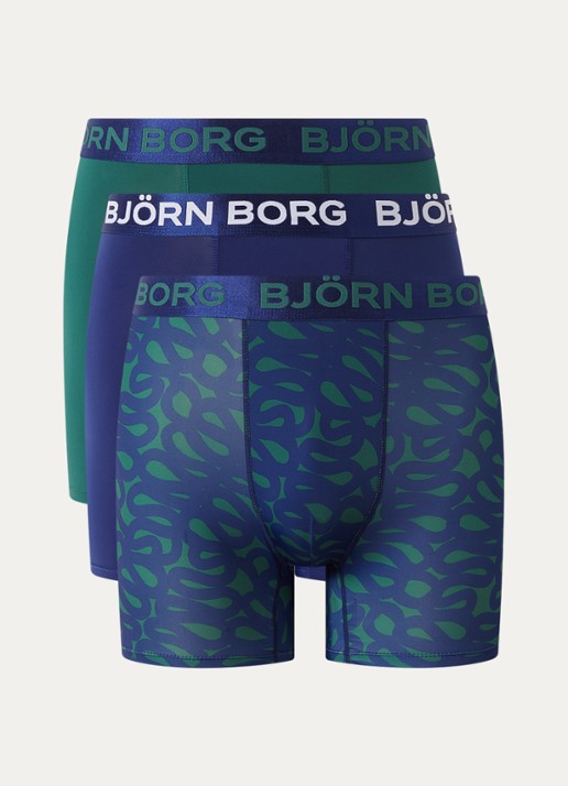 Björn Borg Boxershorts met logoband in 3-pack - voorkant 3 donkerblauw