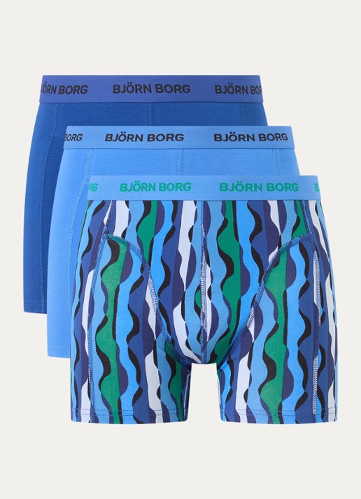 Björn Borg Boxershorts met logoband in 3-pack - voorkant 2 blauw