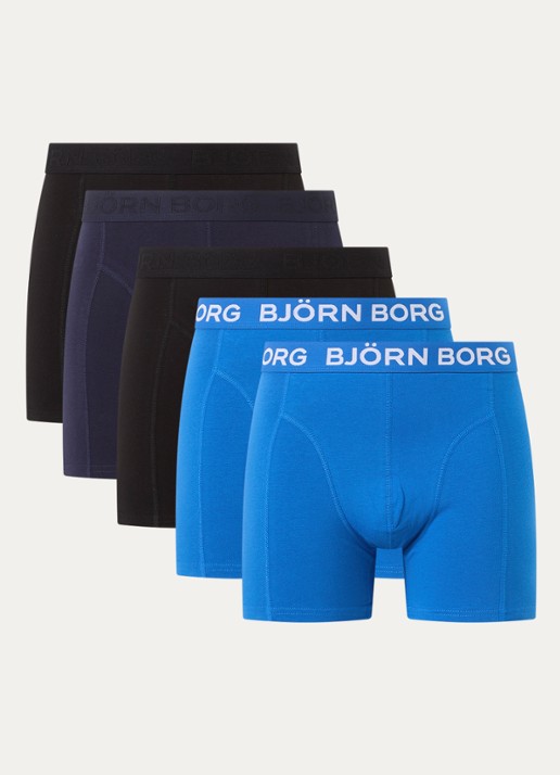 Björn Borg Boxershorts met logoband in 3-pack - voorkant donkerblauw