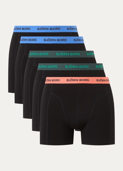 Björn Borg Boxershorts met logoband in 3-pack - voorkant zwart