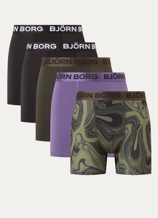 Björn Borg Boxershorts met logoband in 3-pack - voorkant 2 bronsgroen
