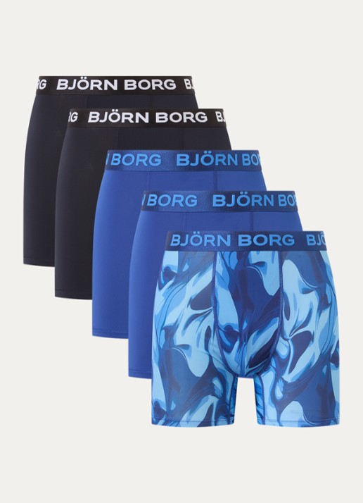 Björn Borg Boxershorts met logoband in 3-pack - voorkant 3 donkerblauw