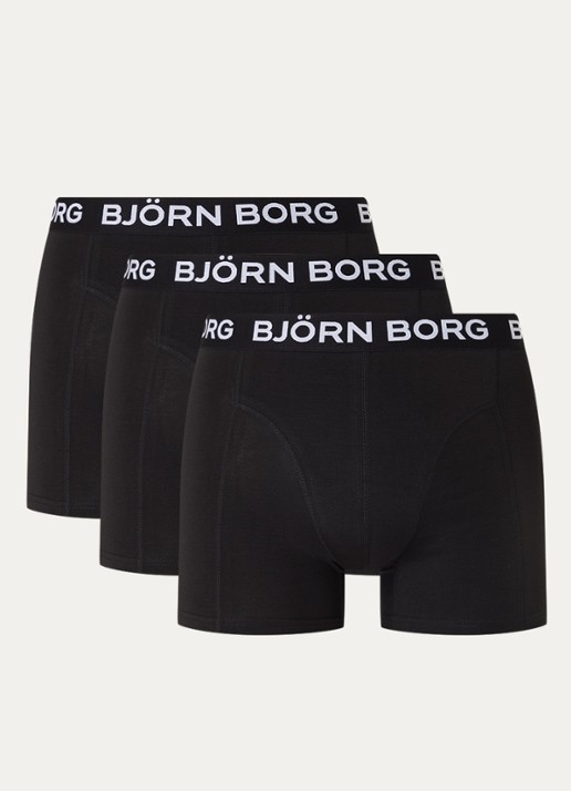 Björn Borg Boxershorts met logoband in 3-pack - voorkant 3 zwart