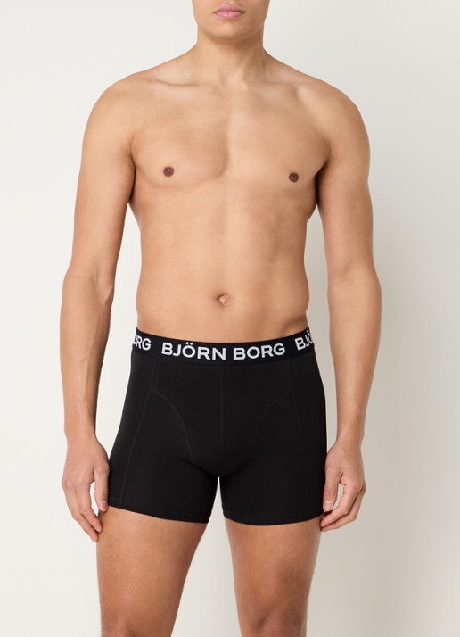Björn Borg Boxershorts met logoband in 3-pack - voorkant 4 zwart