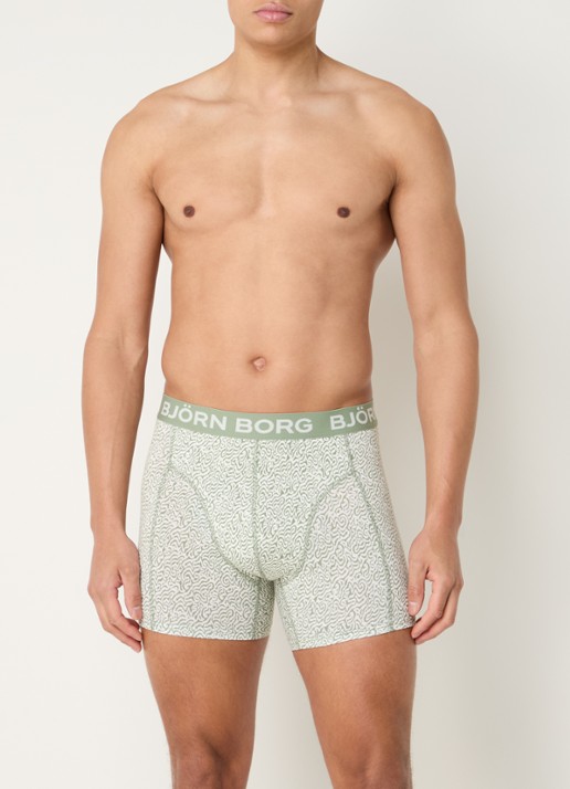 Björn Borg Boxershorts met logoband in 3-pack - voorkant 3 groen