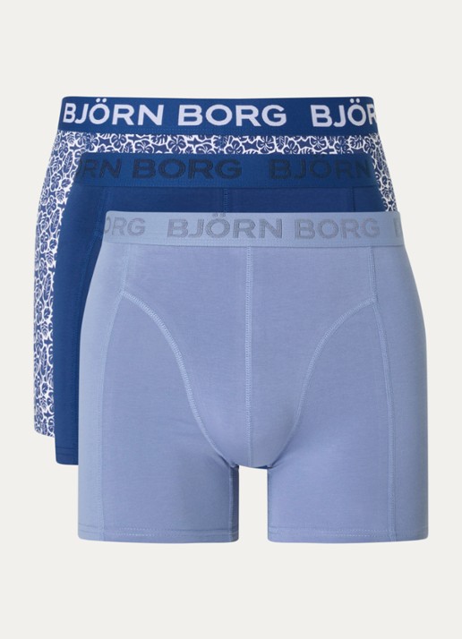 Björn Borg Boxershorts met logoband in 3-pack - voorkant donkerblauw