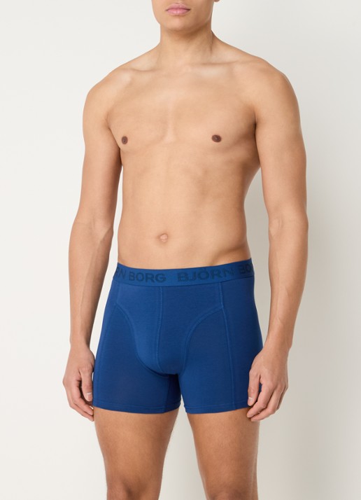 Björn Borg Boxershorts met logoband in 3-pack - voorkant 2 donkerblauw