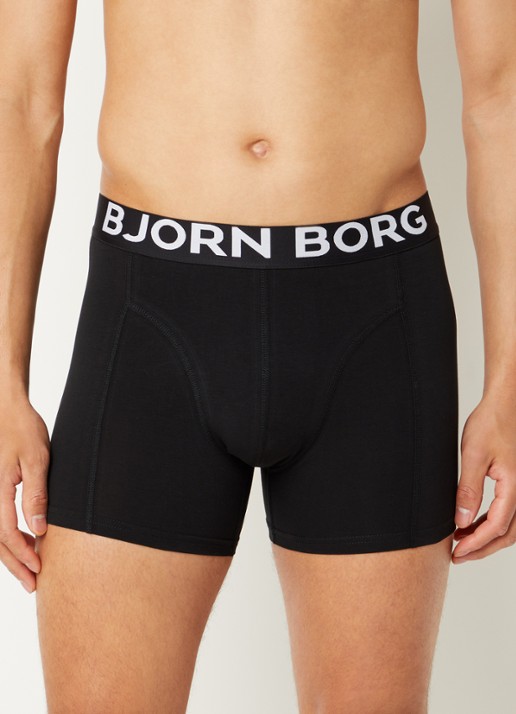 Björn Borg Boxershorts met logoband in 3-pack - voorkant 3 zwart