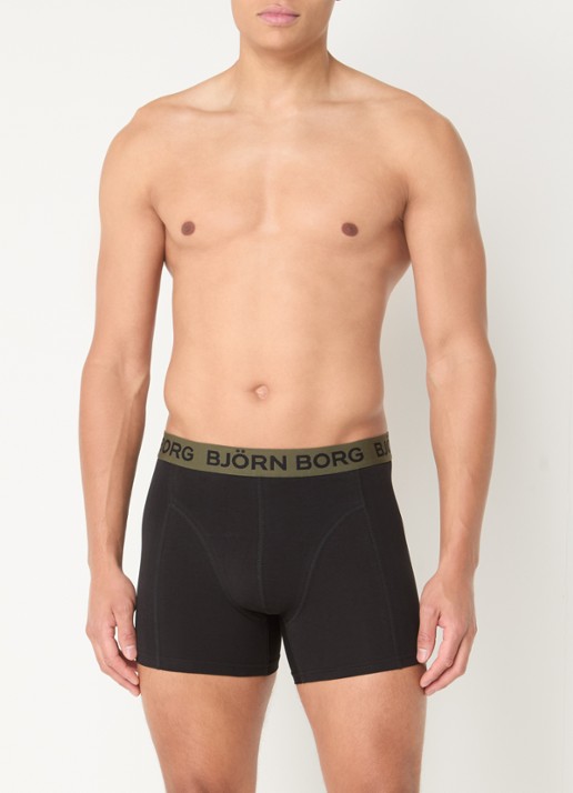 Björn Borg Boxershorts met logoband in 3-pack - voorkant 4 zwart