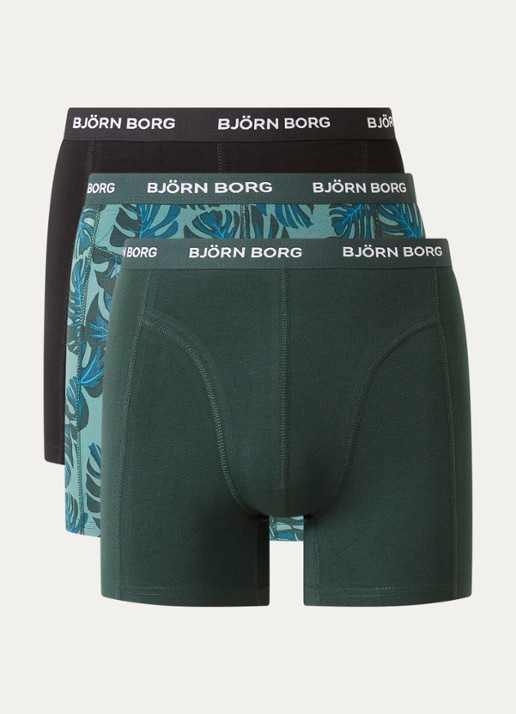 Björn Borg Boxershorts met logoband in 3-pack - voorkant 2 groen