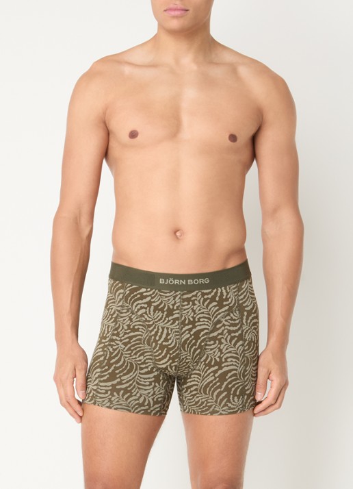 Björn Borg Boxershorts met logoband in 3-pack - voorkant 2 olijfgroen