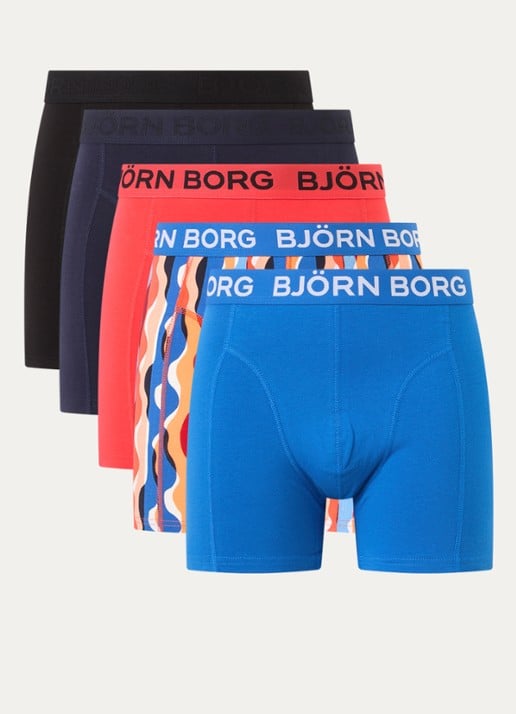 Björn Borg Boxershorts met logoband in 5-pack - voorkant 2 rood