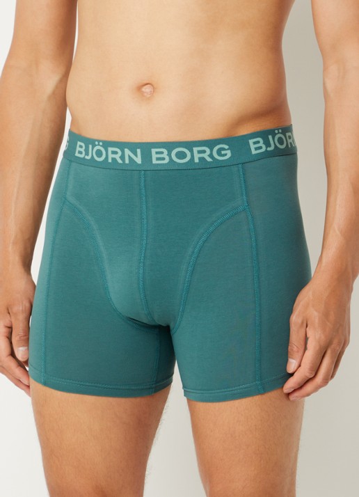 Björn Borg Boxershorts met logoband in 5-pack - voorkant 3 olijfgroen