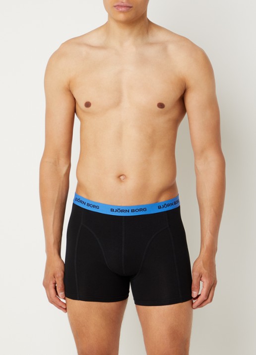 Björn Borg Boxershorts met logoband in 5-pack - detail donkerblauw