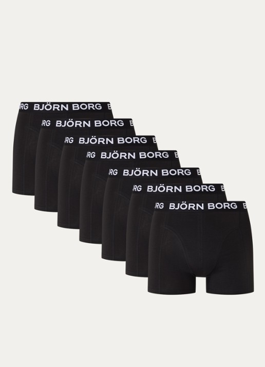 Björn Borg Boxershorts met logoband in 7-pack - voorkant 2 zwart