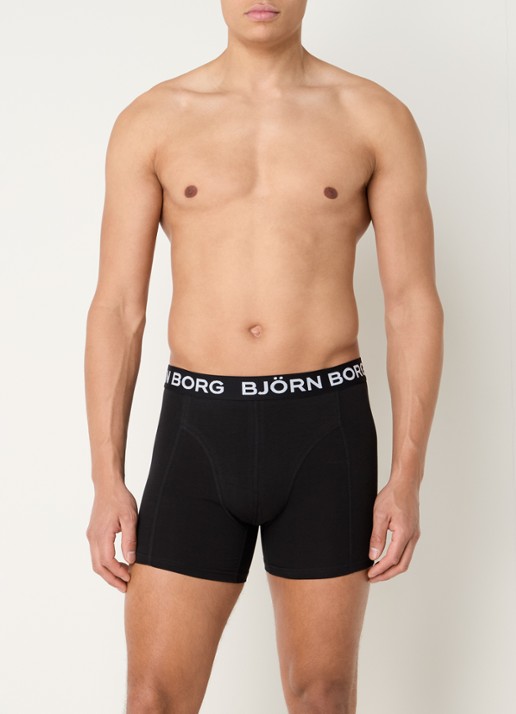 Björn Borg Boxershorts met logoband in 7-pack - voorkant 3 zwart