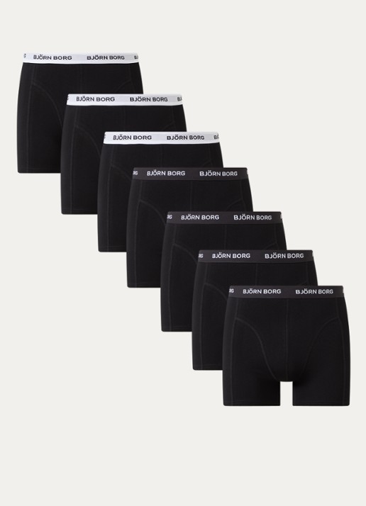 Björn Borg Boxershorts met logoband in 7-pack - voorkant zwart