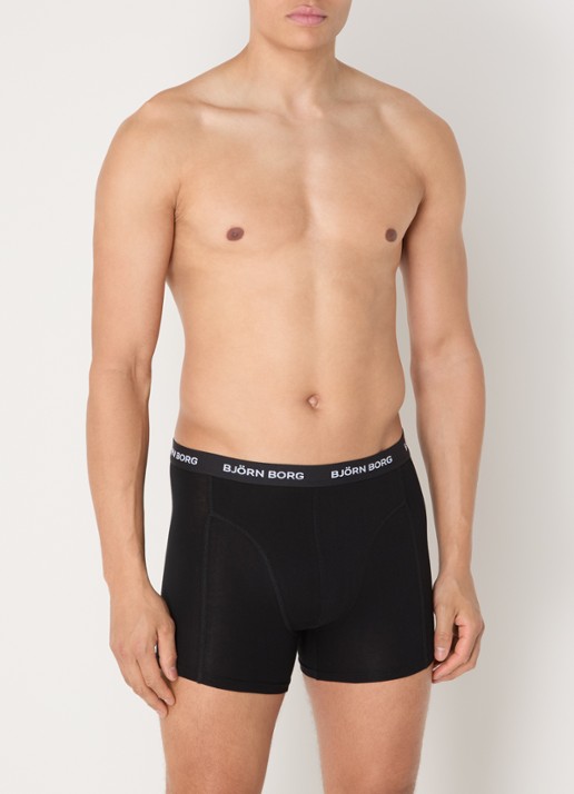Björn Borg Boxershorts met logoband in 7-pack - voorkant 2 zwart