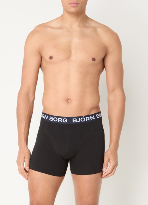 Björn Borg Boxershorts met logoband in 7-pack - voorkant 4 zwart