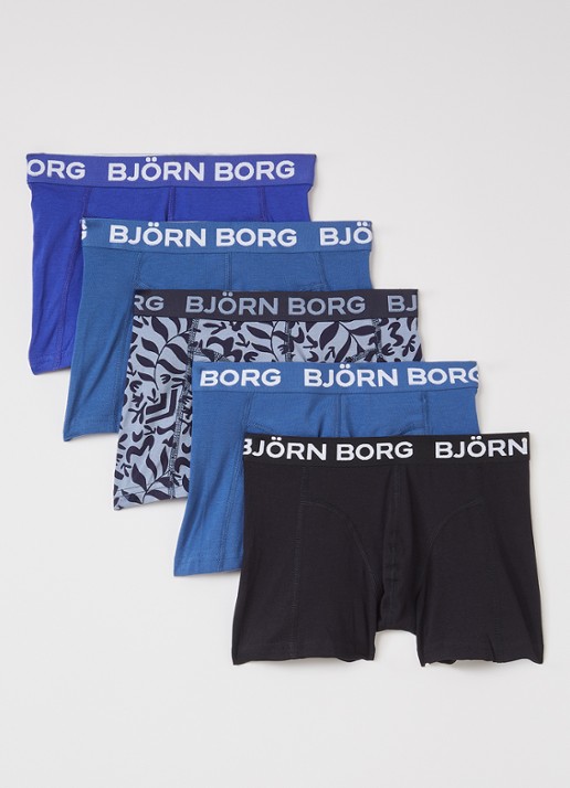 Björn Borg Cotton Stretch boxershorts met logoband in 3-pack - voorkant blauw