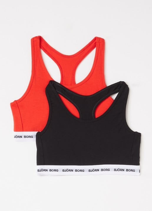 Björn Borg Cotton Stretch bralette met logoband in 2-pack