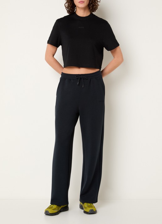 Björn Borg Cropped T-shirt met logoprint - voorkant 2 zwart