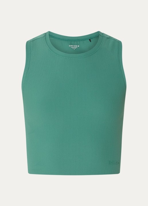 Björn Borg Cropped tanktop met structuur - voorkant groen