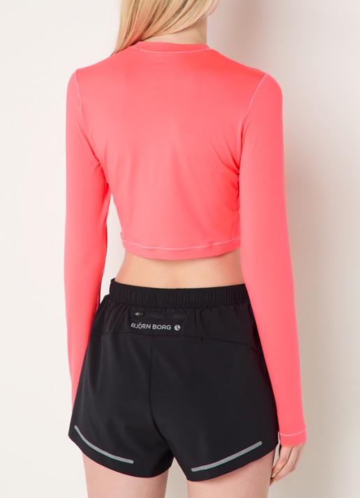 Björn Borg Cropped trainings longsleeve met logo  - achterkant 3 roze