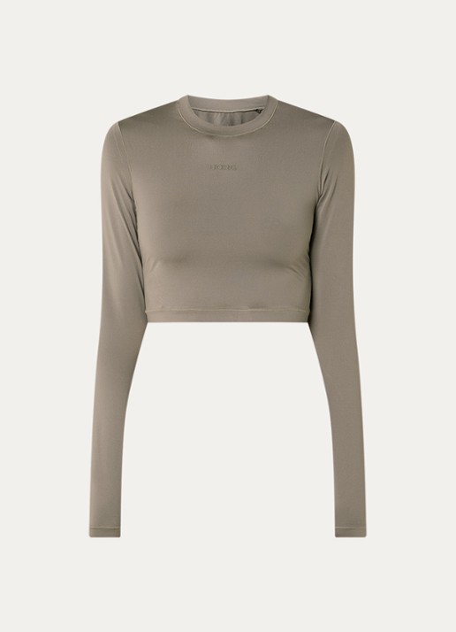 Björn Borg Cropped trainings longsleeve met logo  - voorkant 3 zand