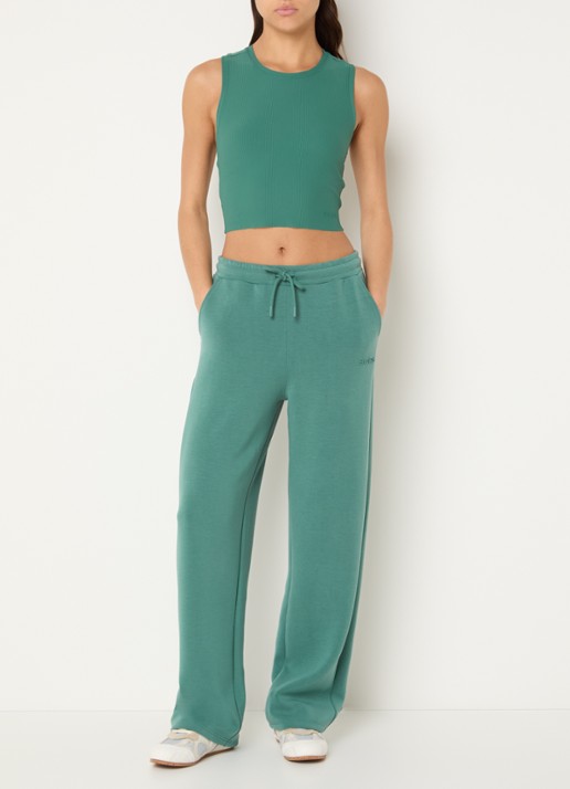 Björn Borg High waist straight fit joggingbroek met logo en steekzakken - voorkant 2 groen