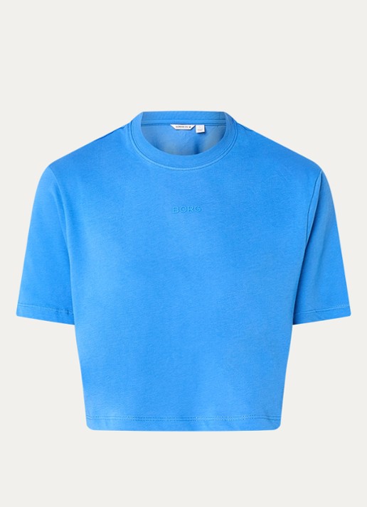 Björn Borg Studio cropped T-shirt met logo - voorkant 2 blauw