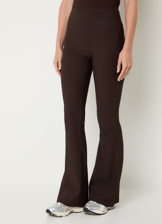 Björn Borg Studio high waist flared fit trainingslegging met ribstructuur