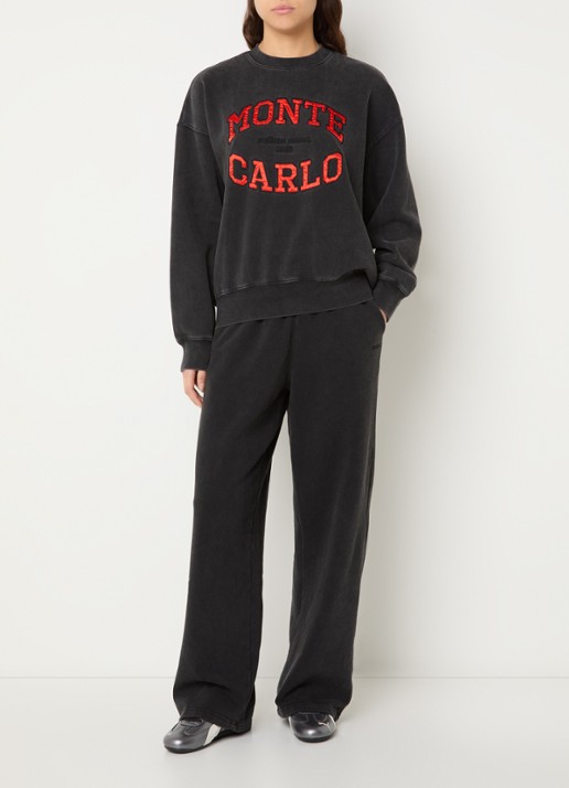 Björn Borg Studio high waist joggingbroek met logo - voorkant 2 antraciet