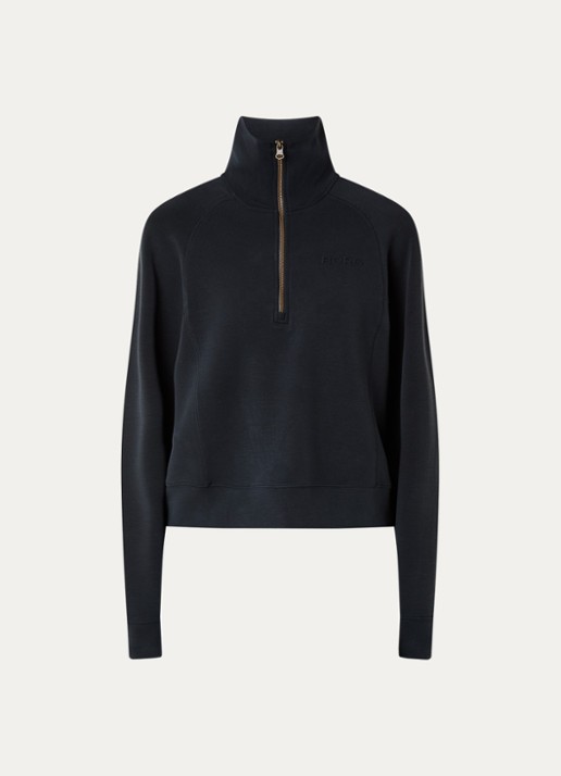Björn Borg Sweater met logo en halve rits - voorkant 2 zwart