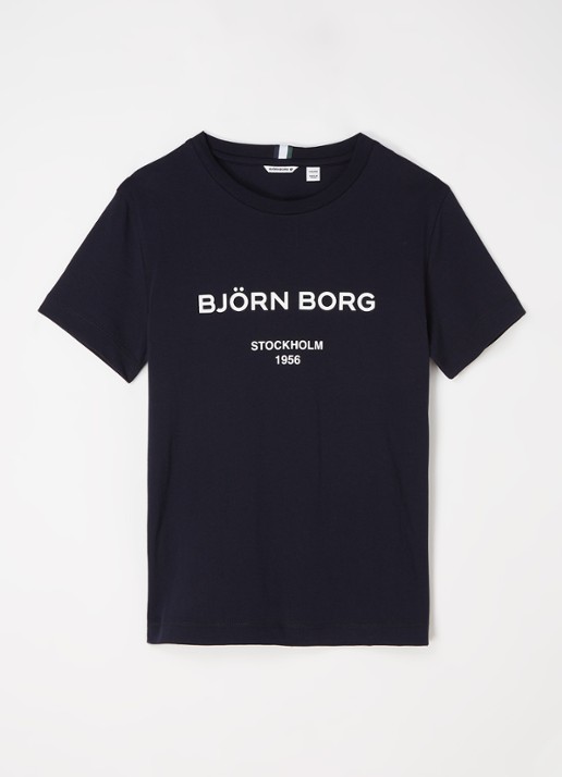 Björn Borg T-shirt met logoprint - voorkant donkerblauw