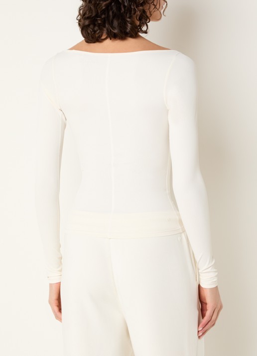 Björn Borg Trainings longsleeve met ronde hals - achterkant gebroken wit
