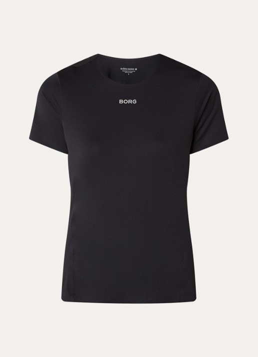 Björn Borg Trainings T-shirt met logo- en backprint - voorkant 2 zwart