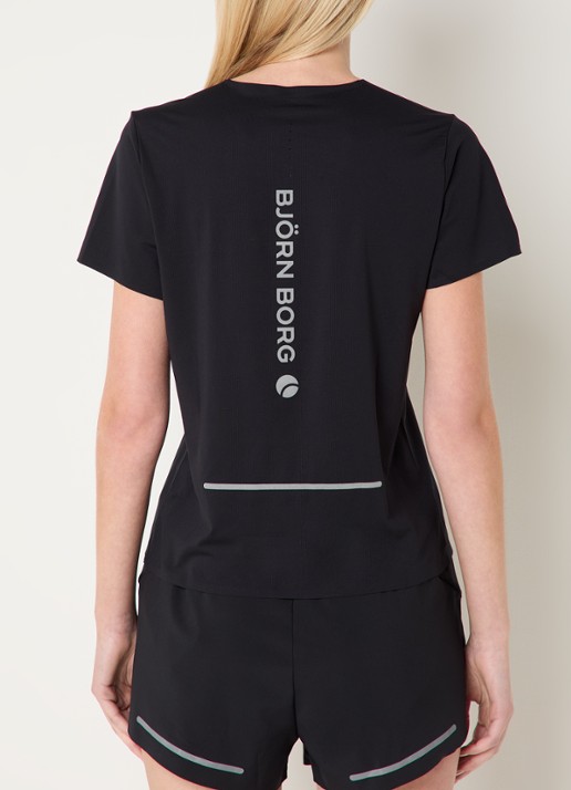Björn Borg Trainings T-shirt met logo- en backprint - achterkant 3 zwart
