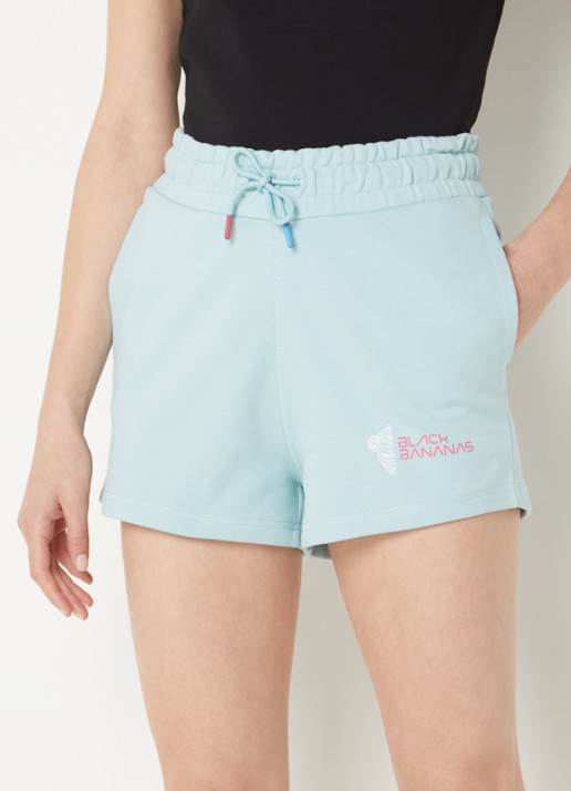 Black Bananas Eclipse high waist slim fit korte joggingbroek - detail 4 lichtblauw