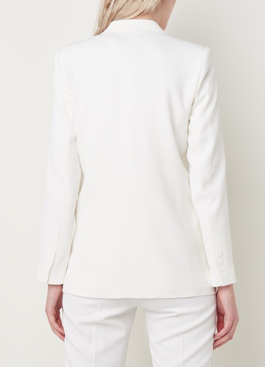 Blazer in wolblend contrast van satijn - achterkant gebroken wit