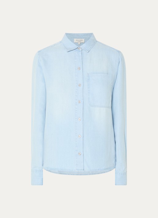 BLLMR Bodi blouse met borstzak - voorkant 3 lichtblauw