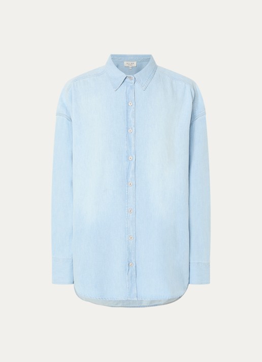 BLLMR Dado blouse in linnenblend - voorkant 3 lichtblauw