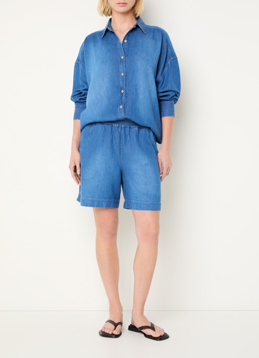 BLLMR Dado blouse in linnenblend - voorkant 2 indigo