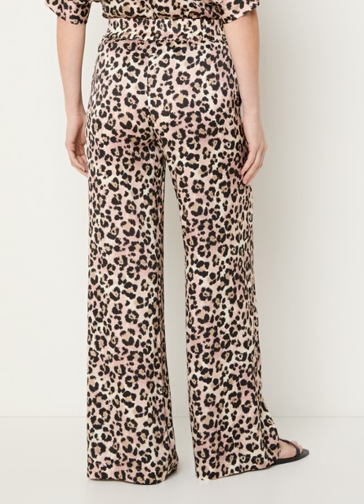 BLLMR Harper high waist loose fit pantalon met panterprint en steekzakken - achterkant 4 lichtbruin